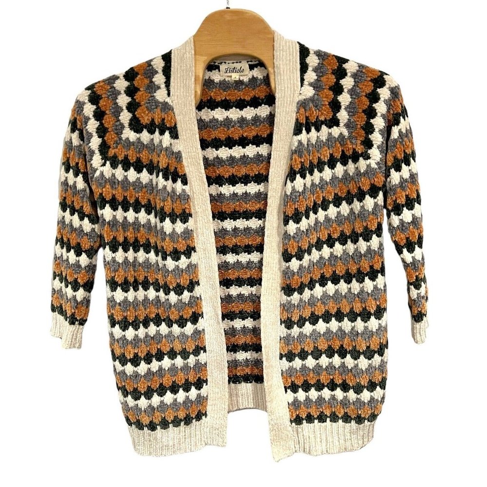 Listicle Womens Small Multicolor Super Soft Open-Front Knit Cardigan Sweater EUC
